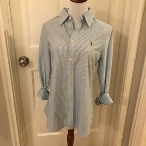 NWOT! Ralph Lauren Blue/White Striped Button Up